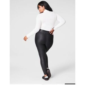 Spanx Faux Leather Leggings Black High‎ Waisted Shaping Tummy Control Size M